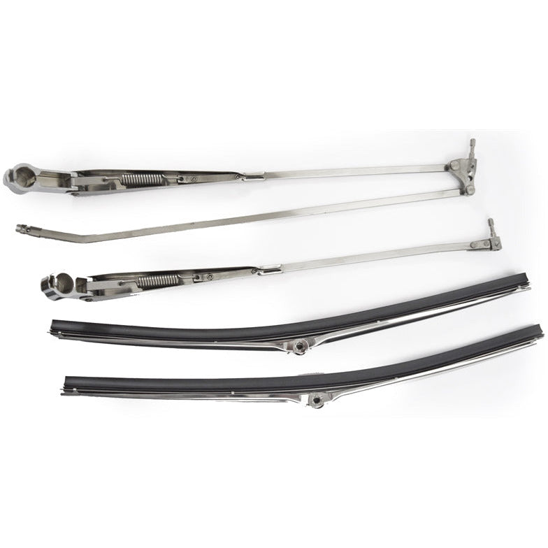 1968-1972 GM A Body BRIGHT WIPER ARMS & POLISHED BLADES KIT W/HIDDEN ARM STYLE